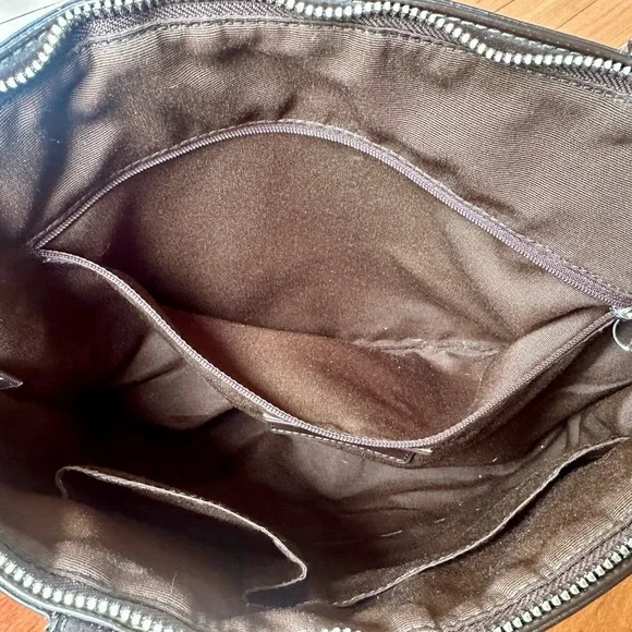 Coach Signature Monogram Khaki/Brown Stripe Tote/Shoulder Bag - Picture 11 of 11